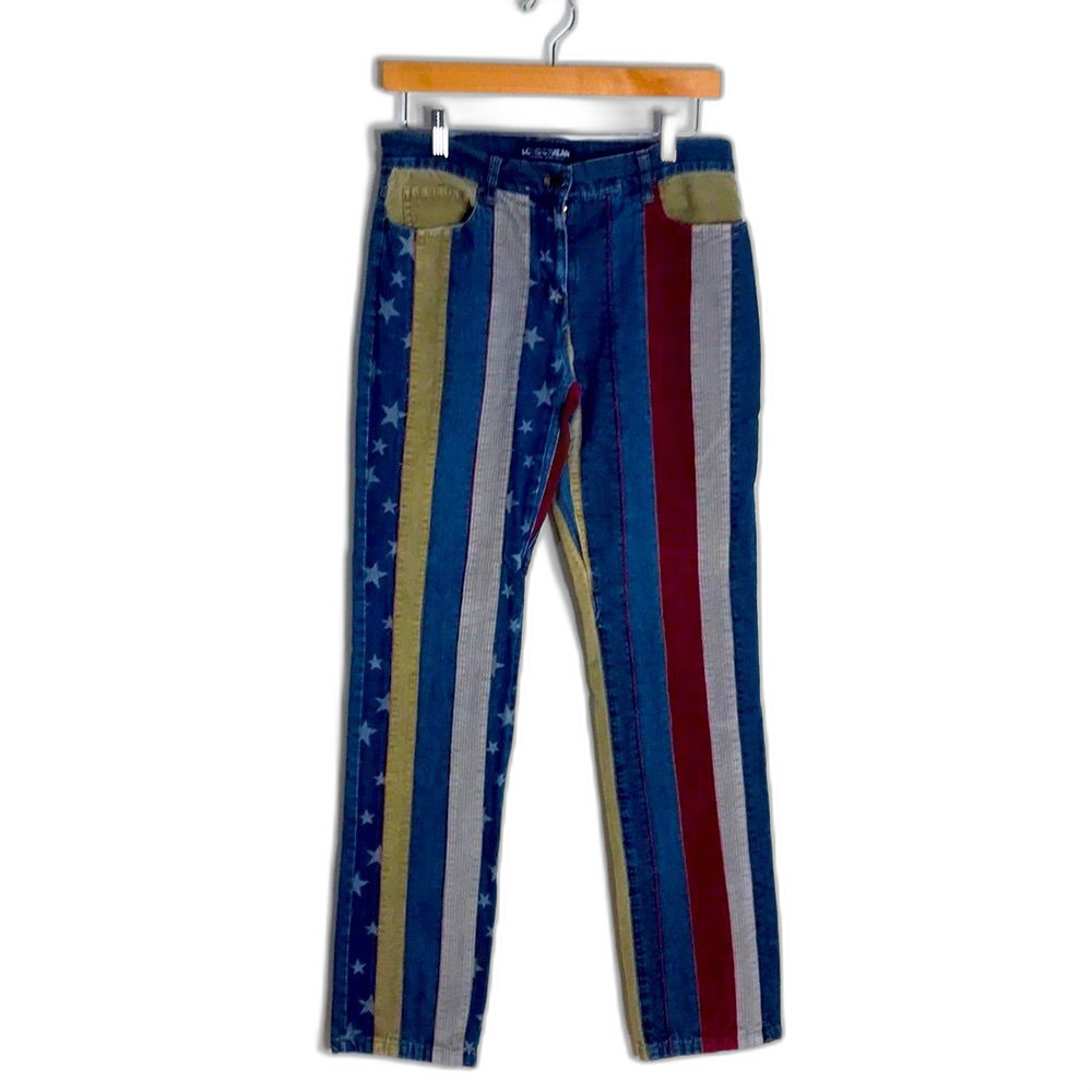 vtg LondonJean Vintage Hippie Stars & Stripes Patched Corduroy Jeans size 4